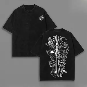 Gomu Gomu No Mi Shirt - One Pieceeee Anime Double Printed Vintage Washed Tee Unisex Oversize Anime Manga Washed Heavyweight Cotton T-shirt, Gift For Anime Fan, Anime Lover	