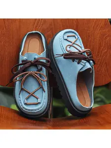 Lightweight thick soled lace up M ü ller half slippers, casual Baotou lazy slippers, Flat mules