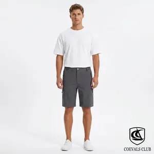 COEVALS CLUB Men's Technical Shorts - Menswear, Durable Cotton-Spun Sun Fabric with Spandex, 5 Pockets, Relaxed Fit, Belt-Ready for Summer Hangouts & Travel