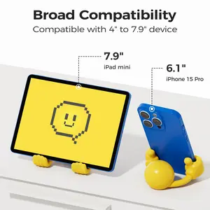 Smiley Thumbs-Up Phone Tablet Stand 2026 Upgrade Universal Adjustable Silicone Stand for Cellphone Smartphone Foldable Devices 4'' to 7.9'' 360° Rotatable Gooseneck Stable Base Cute Creative Gift Phone Holder