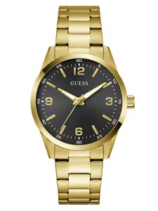 GUESS Male Gold-Tone and Black Analog Watch