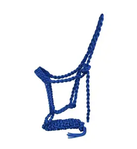 Showman Braided Nylon Halter (Blue)