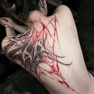 Large, Waterproof Tattoo Stickers for Men and Women: Dark Wings on the Back and Shoulders