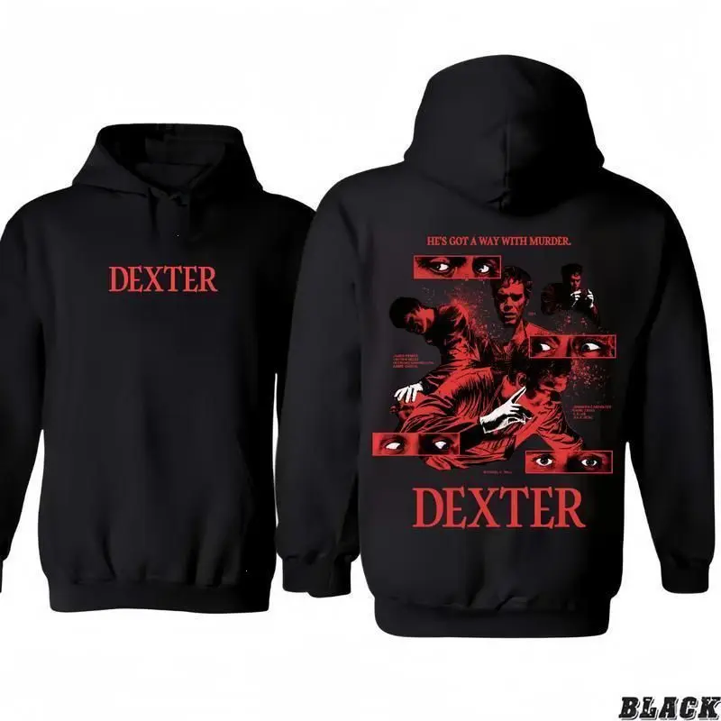Dexter Hoodie – He’s Got a Way With Murder Vintage Graphic Top, Unisex Retro Streetwear Pullover for Men and Women, Classic Crime Series Inspired Apparel, Made in USA.LKD
