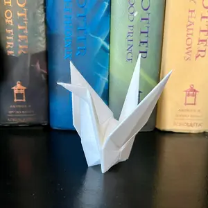 Origami Folded Paper Crane Bookshelf Decor - 3D Printed Bookish Decor