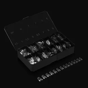 Apres Nail Gel-X Natural Coffin Box of Tips, 600 Gel-X Tips, 14 Sizes 00-9, Half-Sizes Included, Premium Quality