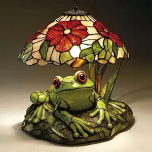 1 piece of creative resin frog flower table lamp. A decorative item for home tabletop or bedside. A cozy night light for a pleasant atmosphere. A gift for festivals. Nightlight