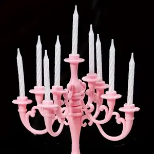 Mini Candelabra Pink Cake Topper With 9 Mini Candles For Birthday Wedding Baby Shower Party Decor Ornaments Decoration