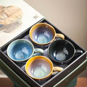 Ceramic Coffee Mug, Office Home Personal Cup, Concentrated Milk Tea Cup, Artistic Design, Handmade Unique Texture, Healthier Blue Porcelain