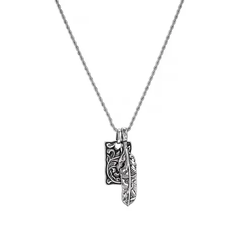Men's Eagle Feather Arabesque Clavicle Chain Pendant Shining Decorative Necklace, Casual Costume Jewelry, Cool Gifts for Guys for Birthday, Anniversary, Daily Wear Accessories