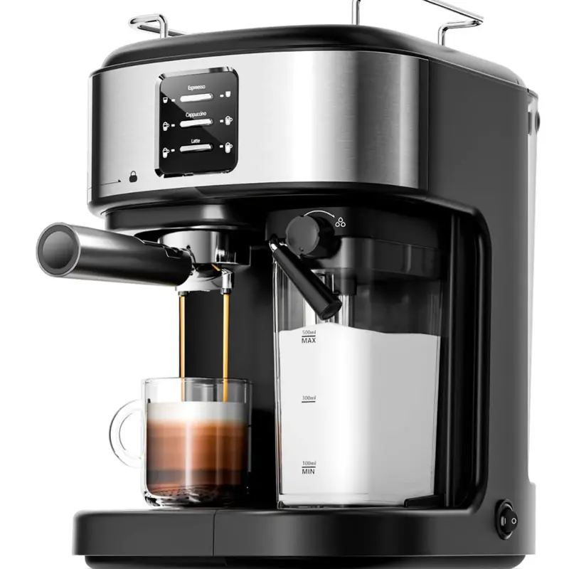 KISMILE Premier Espresso Machine - 3-in-1 Brew Professional Automatic Coffee Brewer with 20bar Espresso, Dual Heat System, Silky Cappuccino Maker, Milk Frother & Capsule Compatibility, Café-Style Crema