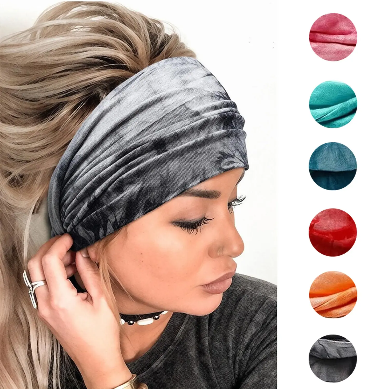 1Pc Headbands for Women African Boho Wide Hairband Headband Knotted Head Wraps Turbans Hair Accessories Sports Headbands Athletic Headbands Workout Headband