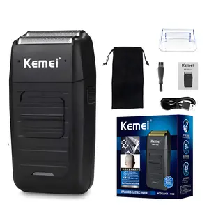 Km-1102 Oil Head Shaving Razor, Reversible Dual Blade Trimmer, Barber Shop Push Razor, Professional Hair Removal Tool, USB Rechargeable Shaver