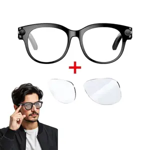 Smart Glasses for Video Recording, with 2 Lenses (Transparent Lenses +White Lenses), 2MP Camera Anti-Shake, Smart Sunglasses, Bluetooth Calling, AI Real-Time Translate , Magnetic Charging ,39G Lightweight, AI Glasses