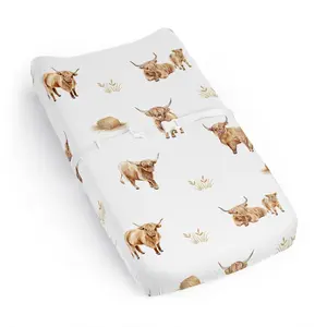 Sweet Jojo Designs Baby Changing Pad Cover Sheet (Boho Highland Cow) for Girls/Boys, Infant/Newborn Diaper Change Table Mat Covers (Farm Animal, Bohemian, Watercolor, Rustic Farmhouse, Modern Western)