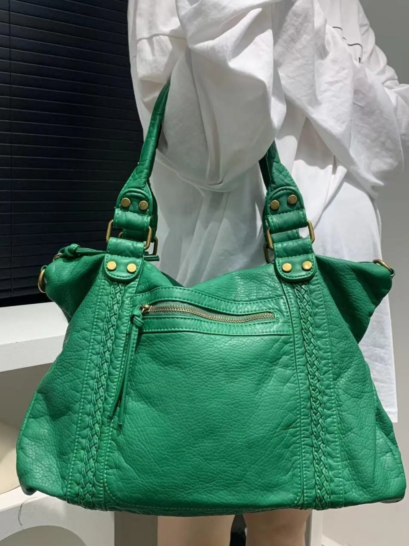 Motorcycle Bag, Y2K Vintage Style, Large Capacity, Water Washed, Single Shoulder Everyday Crossbody Bag, Fashionable Women's Handbag, Quilted Casual Shoulder Bag, Fashionable Bags