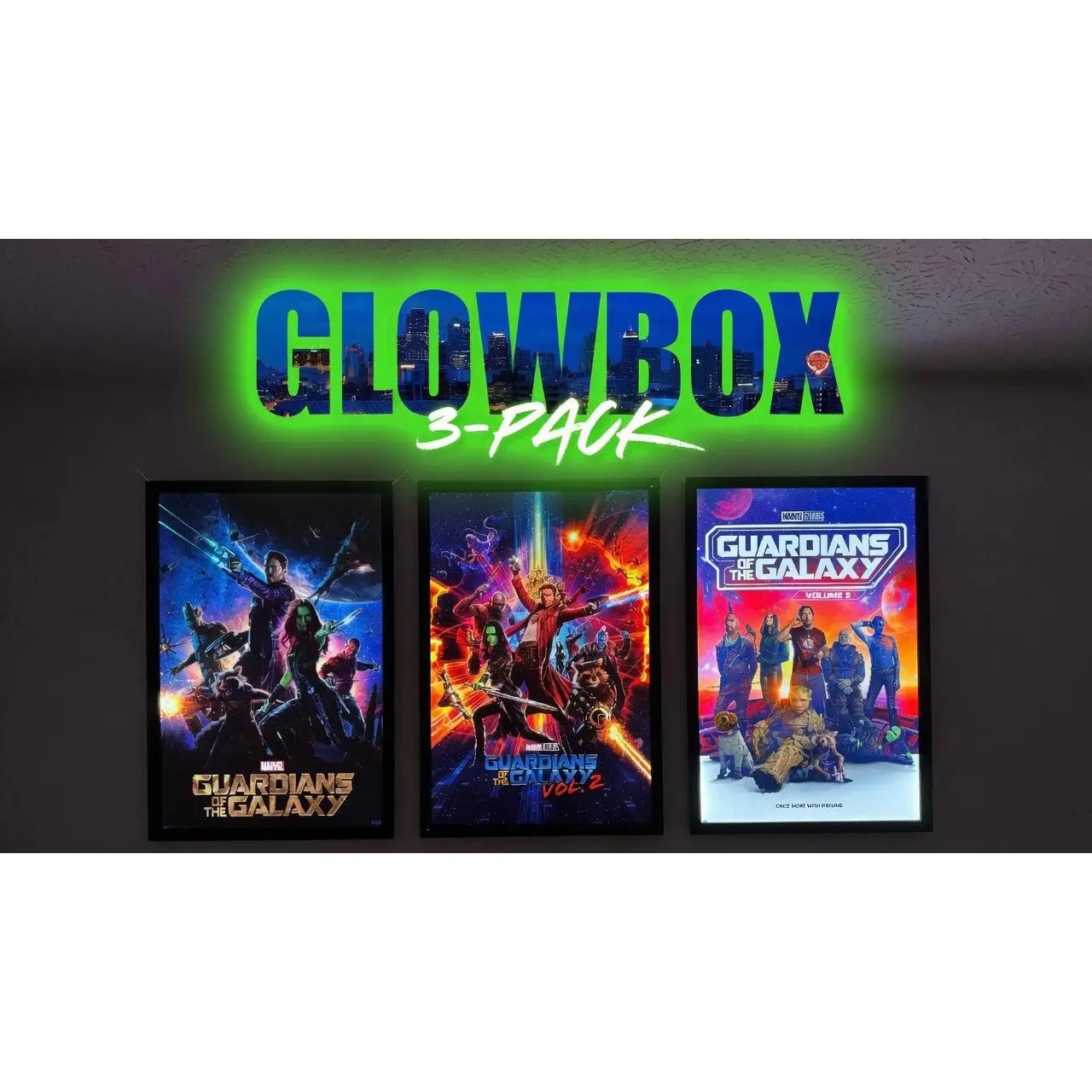 3-PACK Glowbox "World Famous" LED Poster Frames