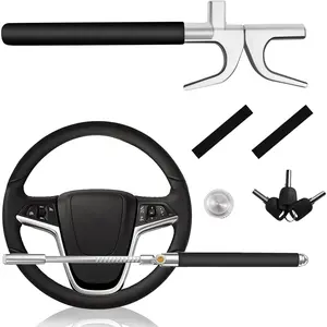 Dachenus Steering Wheel Lock,Universal Retractable Car Steering Wheel Lock,Vehicle with Adjustable Anti-Theft Protection with Bonus Safety Hammer - Suitable All Cars, Fathers Day Gifits.(Black)