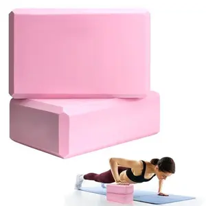 2 Pcs Yoga Blocks for Exercise & Stretching, Foam Yoga Blocks 9x6x3, Lightweight EVA Yoga Props for Pilates, Meditation, Balance, Flexibility Training, Home Gym Yoga Accessories, Pink