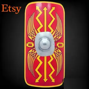 Functional Roman Armor Legion Scutum Shield Solid 18G Steel Jumbo SCA LARP (RED) Armour Original