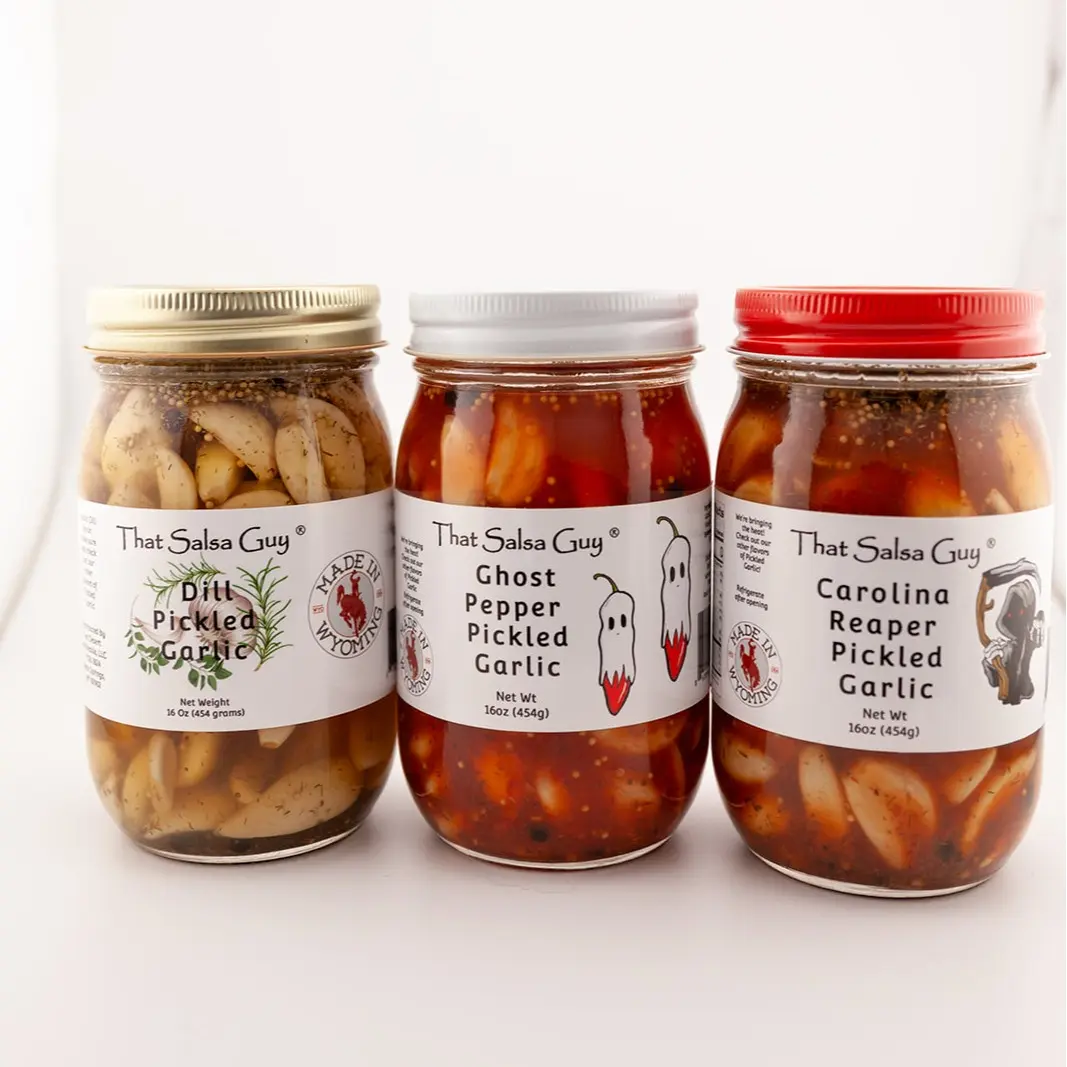 Pickled Garlic Trio (Reaper, Ghost and Dill) Pickled Garlic Trio (Reaper, Ghost and Dill)