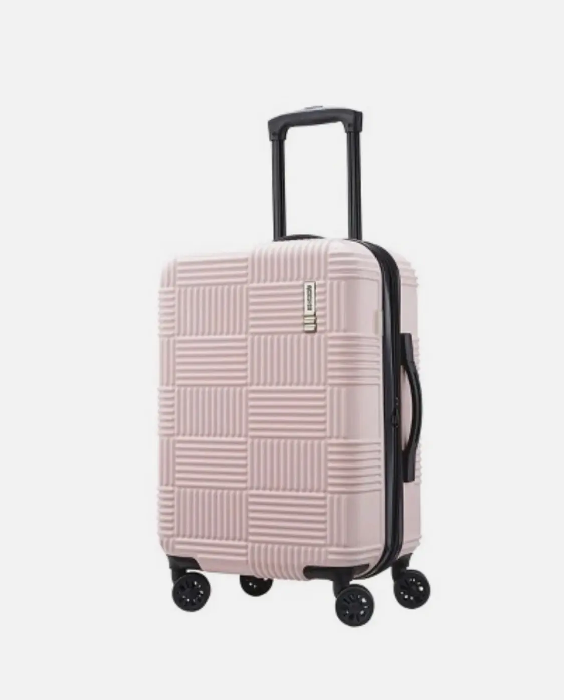 American Tourister NXT Checkered Hardside 20" Carry On Spinner Suitcase - Baby Pink