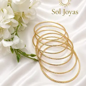 SolJoyas#78 Set of 7 High-Quality 14K Gold Laminated Bracelets for Everyday Wear