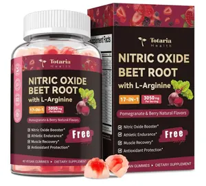 Totaria Beet Root Gummies - Beetroot Supplement with Grape Seed, Pomegranate, Vitamin C, B12 & B3 - Nitric Oxide Gummies for Heart, Blood Pressure & Cardiovascular Support Vegan, Non-GMO, Sugar Free