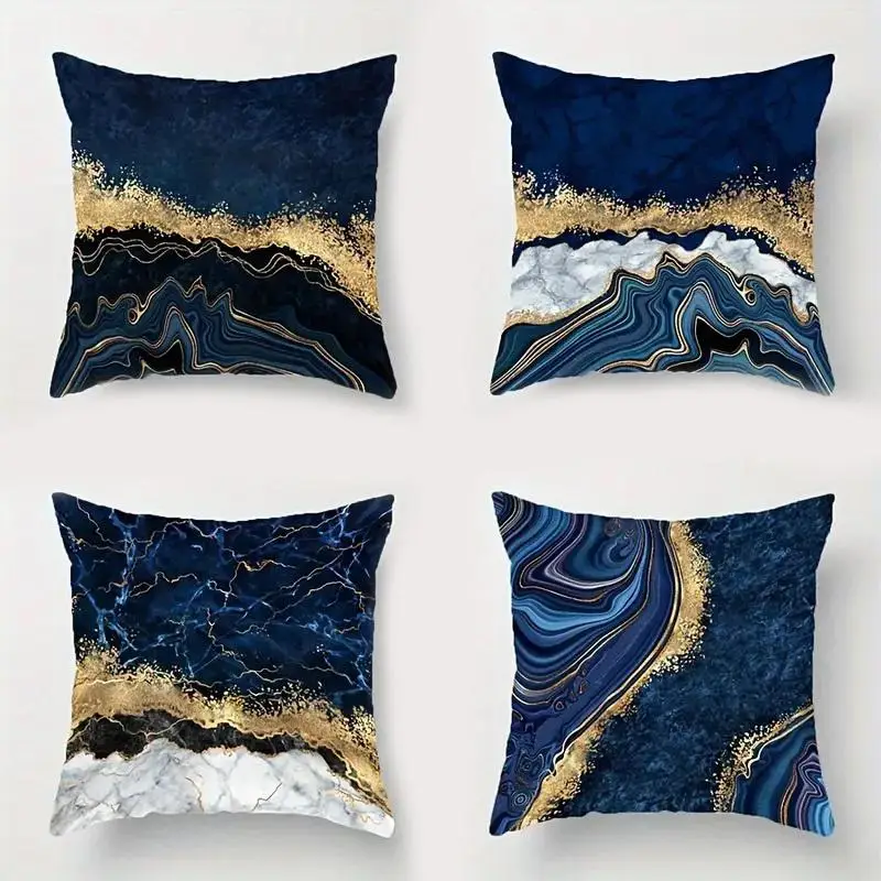 Abstract Geometric Pattern Throw Pillow Case, 4pcs/set Cushion Cover without Filler, Square Pillowcase for Home Sofa Bed