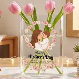 Mom Acrylic Book Vase, Thank You For Everything Acrylic Vases, Gift for Mother's Day, Home Decor