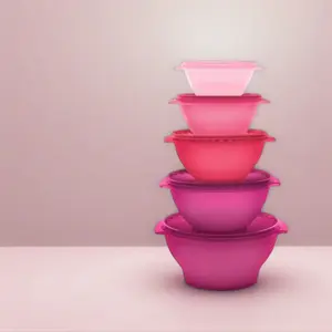 Servalier 5 Piece Bowl Set Pink Colorway Sturdy Material Instant Seal Lid Efficient Storage Dishwasher Safe Tableware