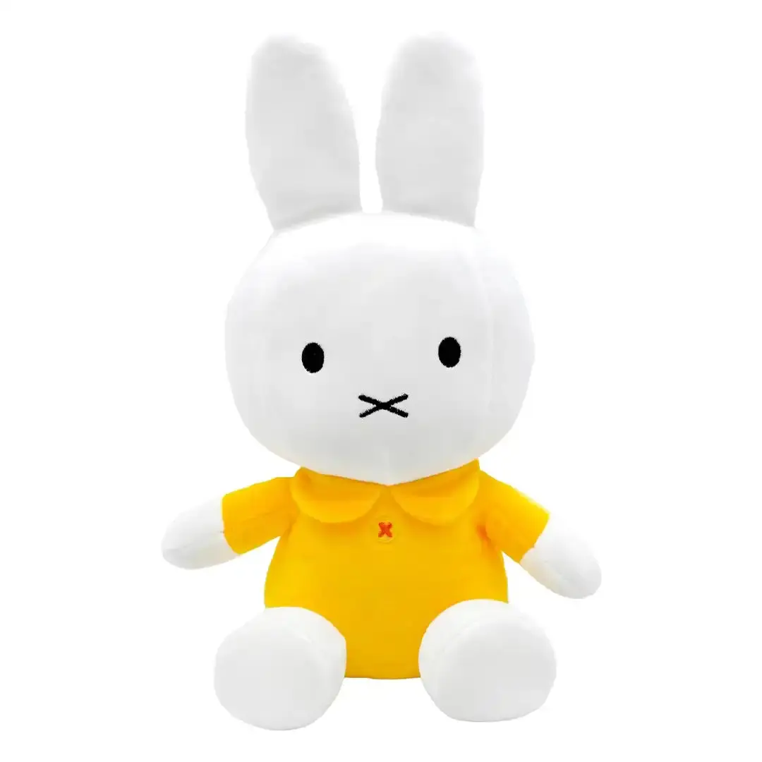 Kids Preferred 8" Miffy Cartoon Rabbit Bean Plush with Boa Fabric & Yellow Dress, Cute Collectibles, Adorable Design Toddler Gift Toy