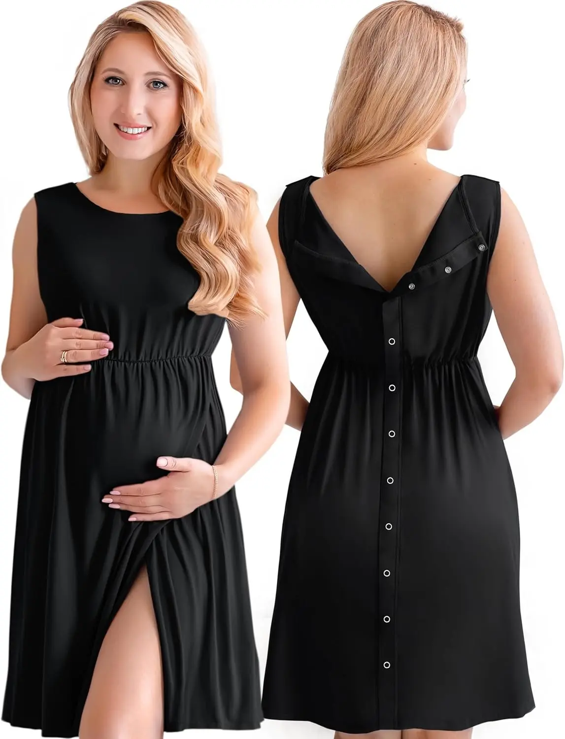 Labor and Delivery Gown for Hospital, Nursing Nightgown for Breastfeeding | Birthing Gown, Labor Gown, Maternity Dress, Nursing Pajamas