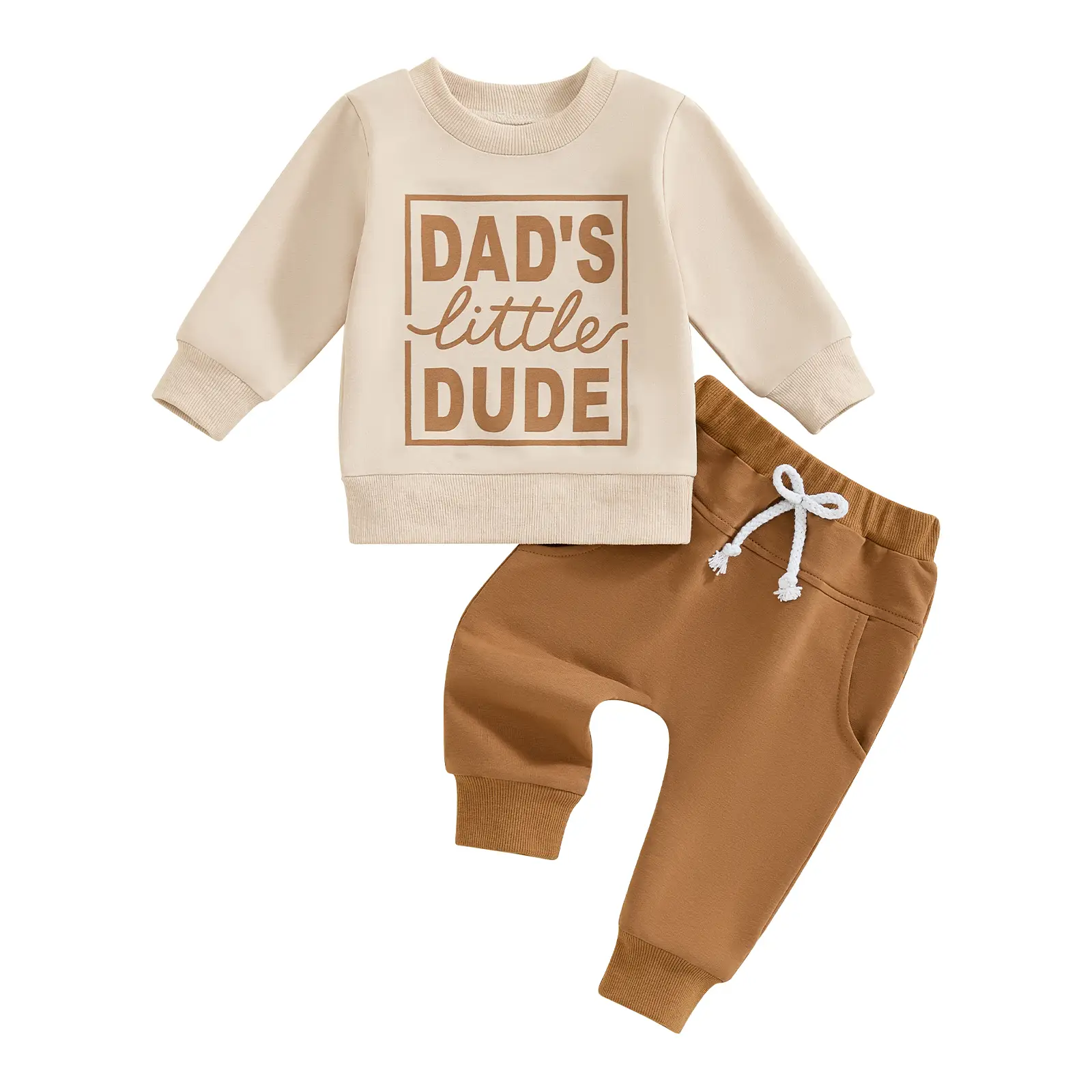Baby Boy Outfits Letter Print Round Neck Long Sleeve Sweatshirt Pullover Tops Elastic Waist Pants 2 Piece Set for Infant Toddler Boys Clothes Fall Win