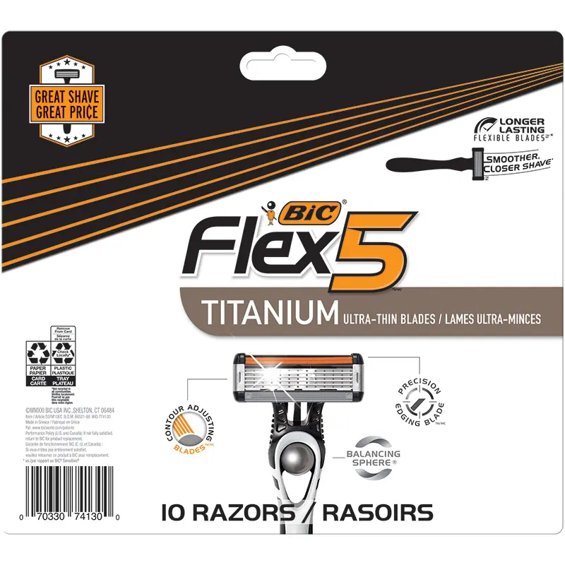 BIC Flex 5 Men's 5-Blade Disposable Razor, Smooth Shave, 10 Count BIC Flex 5 Men's 5-Blade Disposable Razor, Smooth Shave, 10 Count