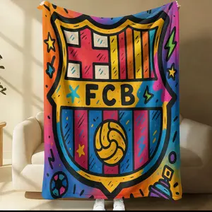 Barcelona Themed Patterned Blanket, Suitable For Children And Adults As Daily Holiday Birthday Gifts, Soft, Warm And Lightweight Plush Blanket, Suitable For Bed, Sofa, Car, Room Decoration