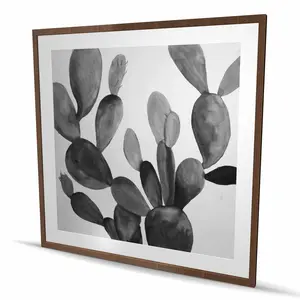 Begin Home Decor C1FM4848U9MSQW 48 x 48 in. Grayscale Cactus Print Wall Art - Black & White Framed Home Decor