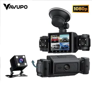 4-Channel 1080P Car DVR Dashcam Camera DVR, Front & Rear & Left & Right Adjustable Lens Car DVR, Suitable for 8-Channel Infrared Car Light Night Vision, Loop Recording, Parking Monitoring