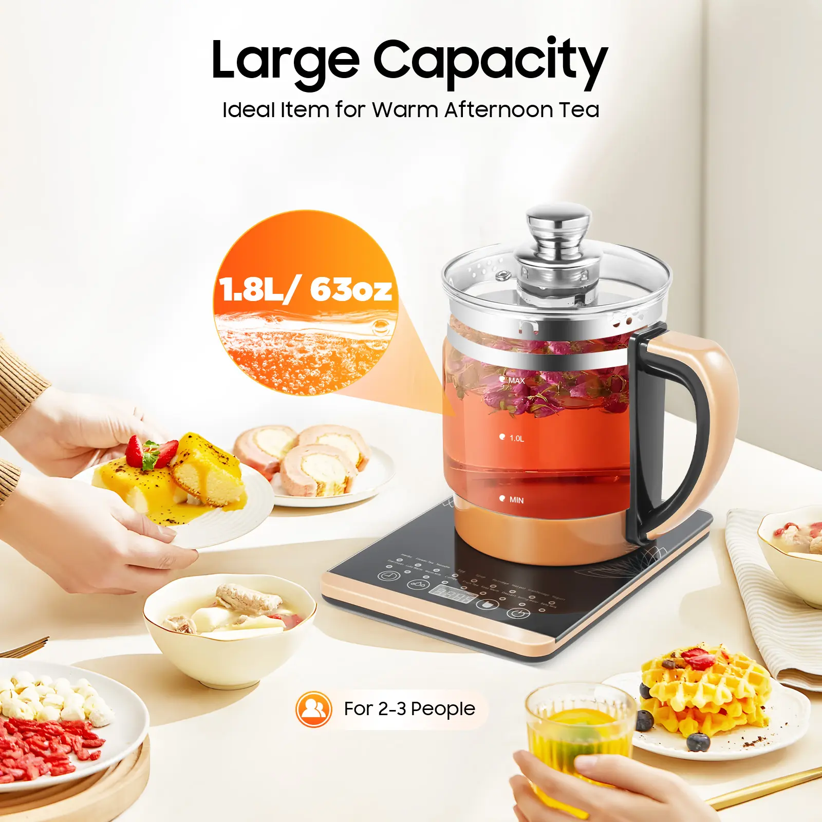 110V US Standard Glass Electric Kettle Water Boiler - Multi-Function Kitchen Appliances, Household Appliances for Tea Brewing, Herb Infusing