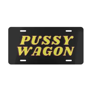 Pssy Wagon License Plate, Decorative Vanity Plate, Car Truck Front Tag, Car Decor Accessories, 12 inch x 6 inch with 4 holes