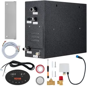 summervibes 12KW Home Steam Shower Generator Kit, Segmented Heating, Customizable Temperature, 24h Timer, Auto Drainage, UL-Standard Tested Home Steam System, Steam Kit