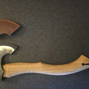 PURPLEBIRD Garden Axe with Sheath, Yard Tool for Wood Processing and Kindling - Ergonomic Wood Handle Ideal for Garden Maintenance and Firewood Preparation