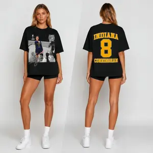 Sophie Cunningham Straight Outta Indiana Double Sided Basketball Graphic Tee, WNBA Fever Fan Gift, 100% Pure Cotton Oversized Unisex Shirt S-3XL, Black & White Two Color Options,  Basketball Jersey Style Top For Men Women Game Day Outfit