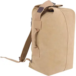 Canvas Leisure Backpack Tactical Military Duffel Bags Travel Climbing Bag, Gym Bag Load for Outdoor Sports (Khaki, Upgrade S)