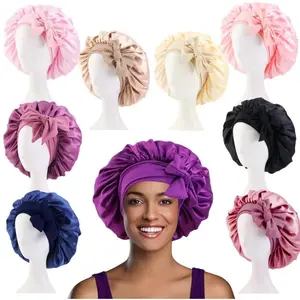 Single Side Silk Satin Sleep Bonnet – Elastic Cap for Night Hair Care