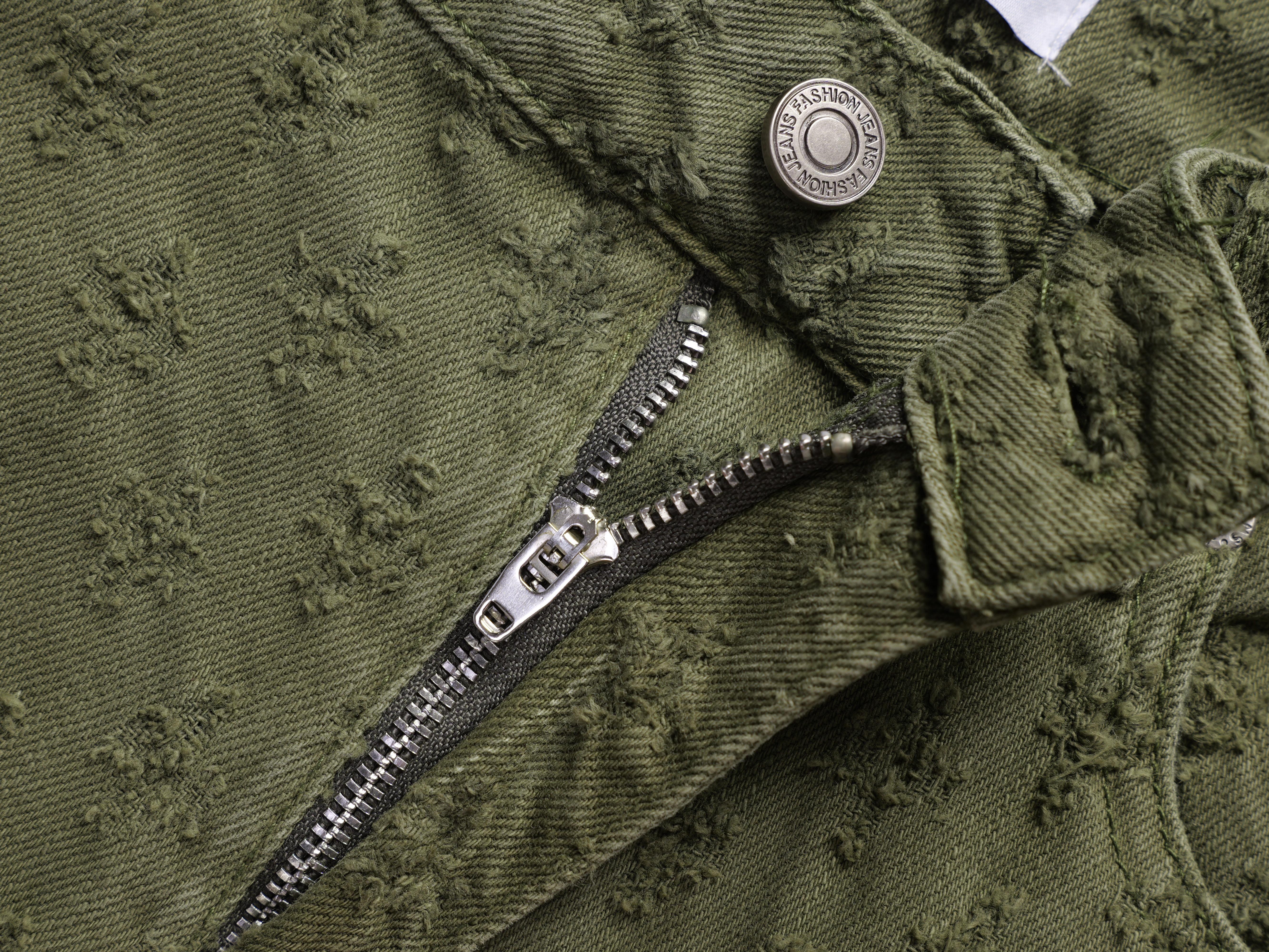 Green Distressed Denim Shorts For Men, Loosen Fit Mid Rise Summer Fashion Bottoms