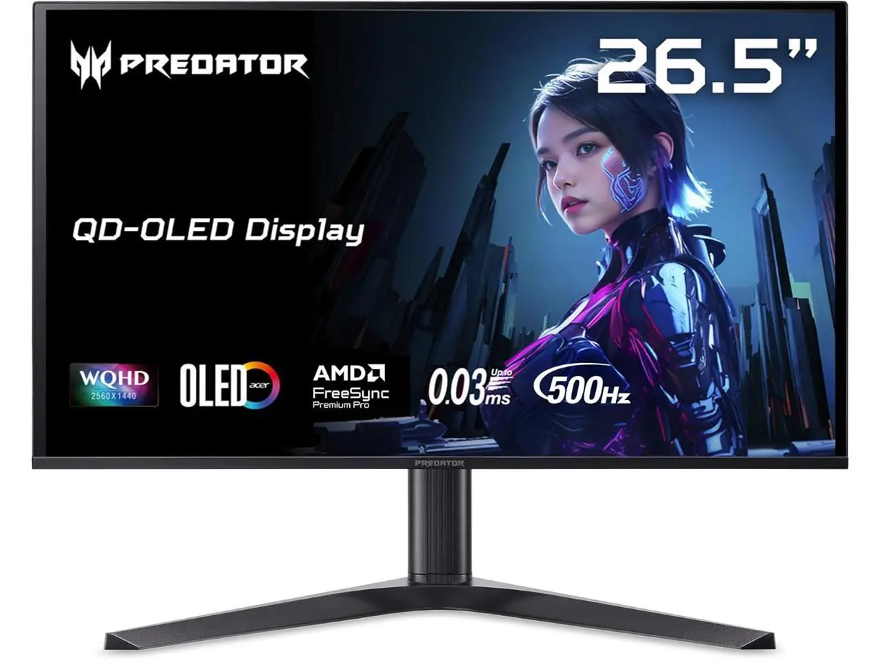 Acer Predator 27 inch QHD 2K 1440P 500Hz with AMD FreeSync Premium Pro (Adaptive Sync) 0.03ms HDR500 OLED Gaming Computer Monitor with Height Adjustable, Swivel, Pivot & Tilt Stand X27U F5bmiippruzx