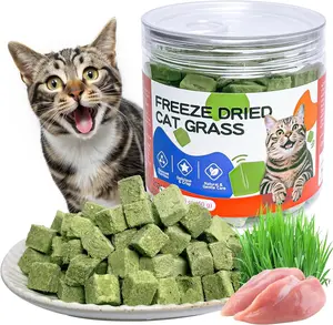 Freeze-Dried Cat Grass Treats with Premium Gourmet Blend - Natural Hairball Control & Gut Health Support for Cats (Chicken Breast Formula, 1.76 oz)