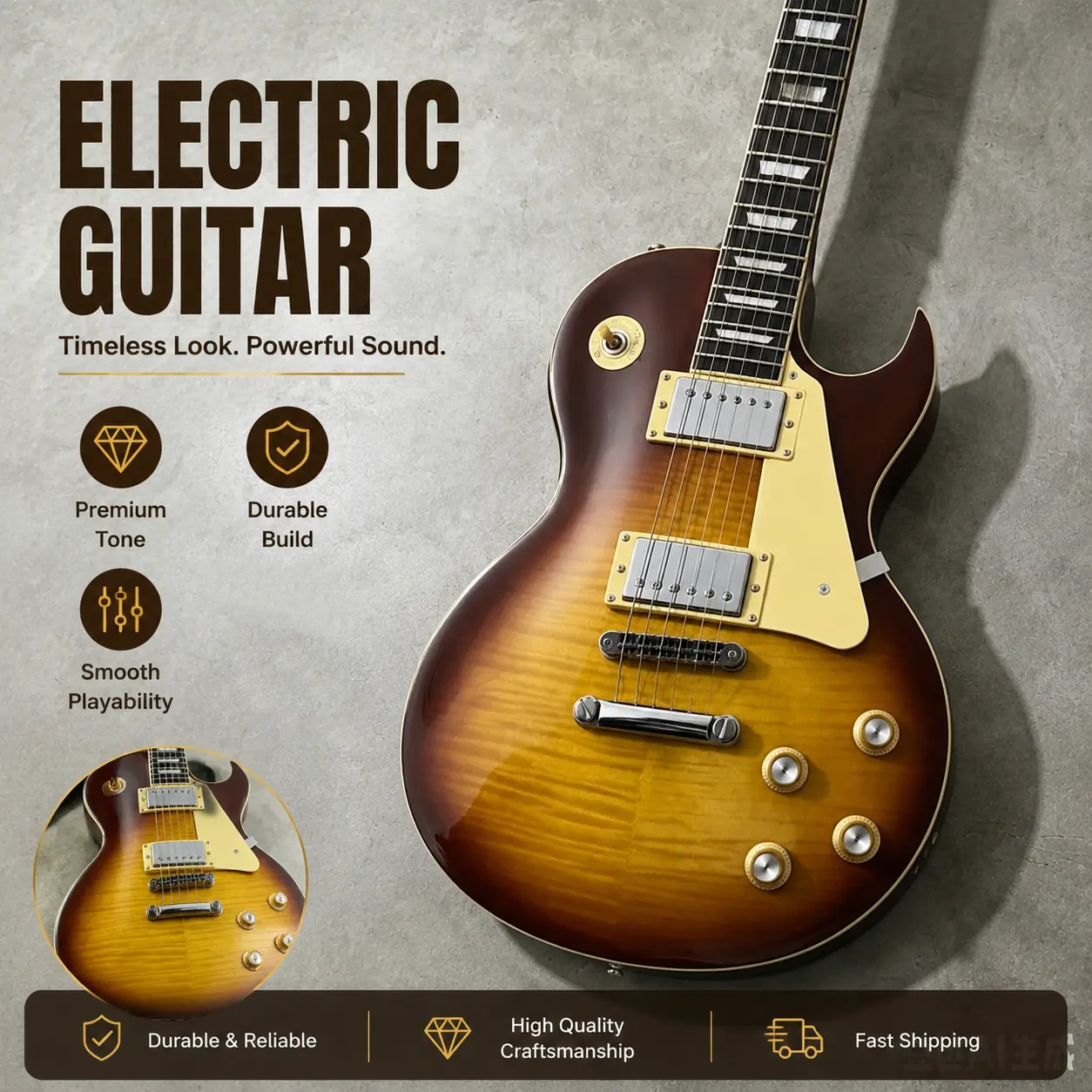 Electric Guitar. Mahogany Body. Rosewood Fretboard. 22 Frets. HH Pickups.