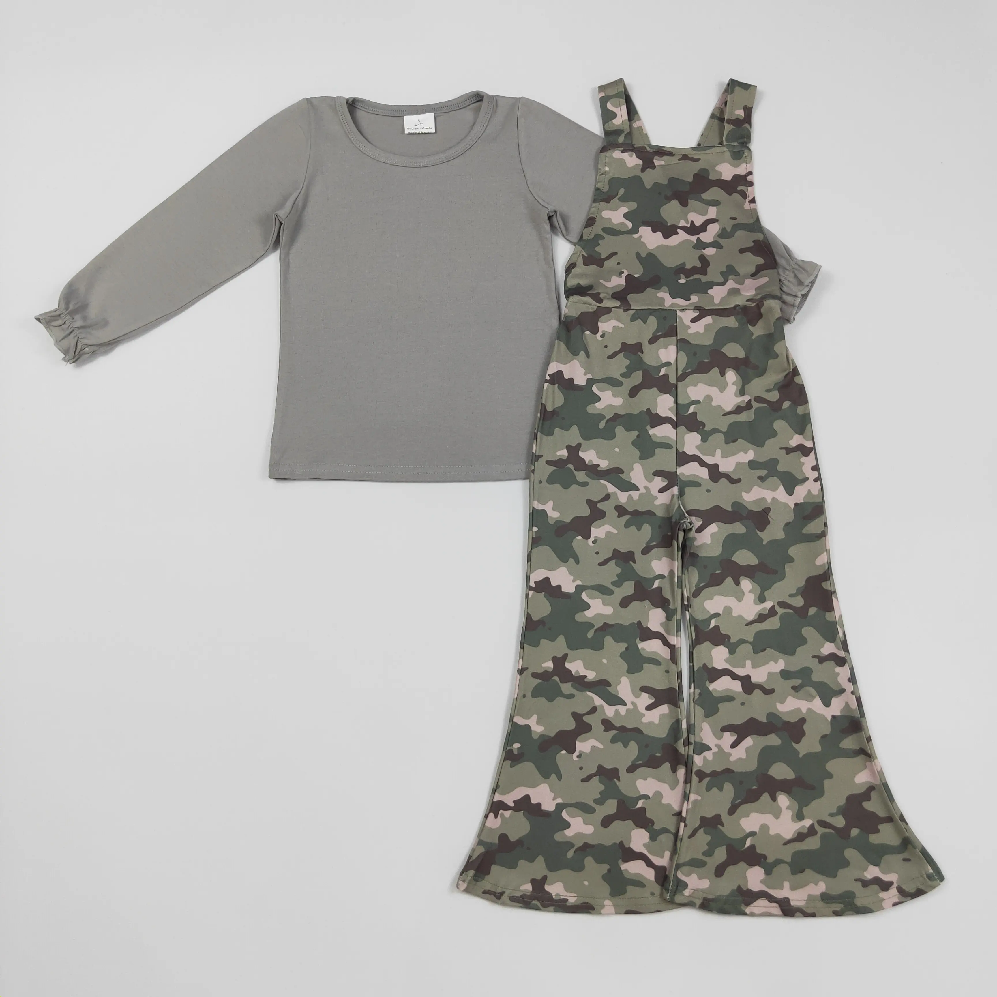 Girls' Camouflage Print Overalls Set, Suitable for 0-14 Years Kids' Casual Daily Wear, 0-14Years